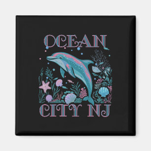 Aimant Souvenir de plage coloré de dauphin d'Ocean City N