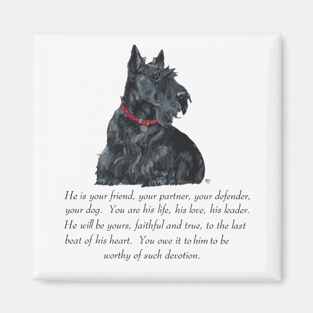 Aimant Souvenir de Scottish Terrier - Chien MÂLE (Devant)