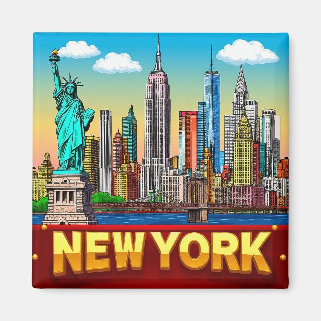 Aimant 🧲 Souvenir de vacances à New York USA 🌆 (Devant)