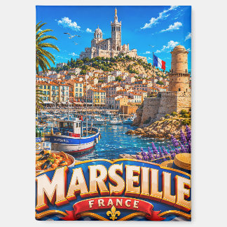 Aimant 🧲 Souvenir de vacances au port de Marseille Franc