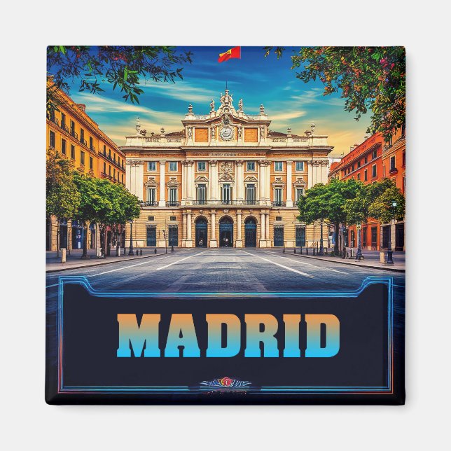 Aimant 🧲 Souvenir de vacances sur la skyline de Madrid E (Devant)