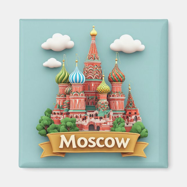 Aimant 🧲 Souvenir de vacances sur la skyline de Moscou R (Devant)