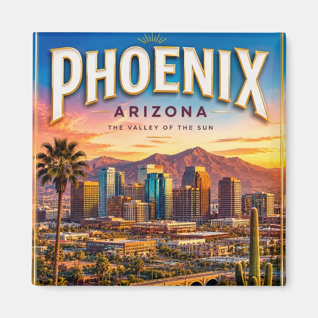 Aimant Souvenir de voyage du désert de Phoenix Arizona (Devant)