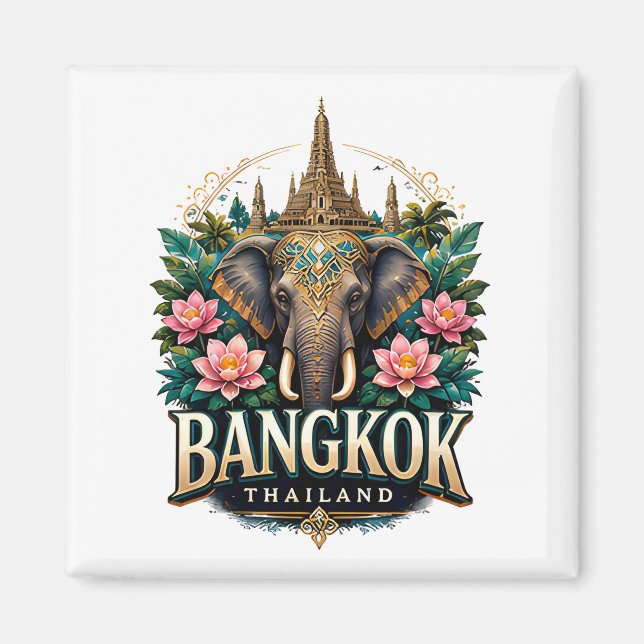 Aimant Souvenir de voyage éléphant Bangkok Thaïlande (Devant)