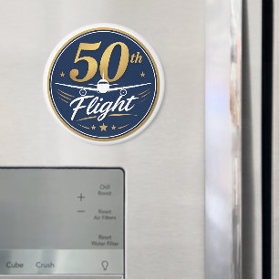 Aimant souvenir de voyage en avion d'or 50e vol