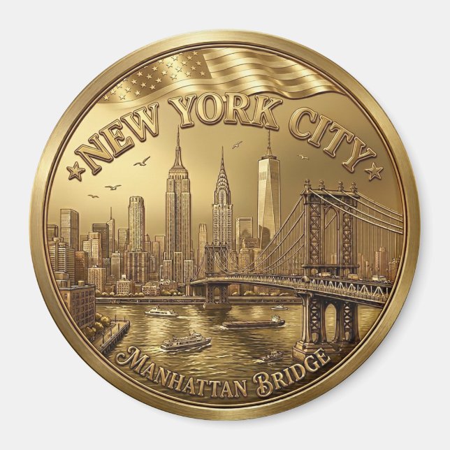 Aimant souvenir du pont de Manhattan à New York Ci (Devant)