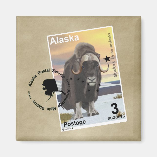 Aimant Souvenir du timbre de Muskox (Devant)