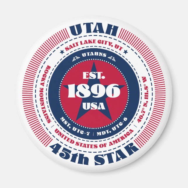 Aimant Souvenir Faits sur l'Utah (Devant)
