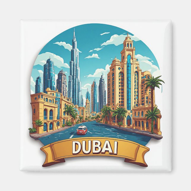 Aimant 🧲 Souvenirs de vacances inoubliables à Dubaï ✈️ (Devant)