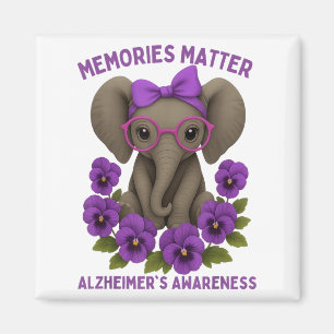 Aimant Souvenirs Heimer's Awareness Purple Elephant Flowe