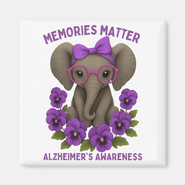 Aimant Souvenirs Heimer's Awareness Purple Elephant Flowe (Devant)