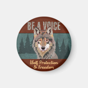 Aimant Soyez une voix - Protection et liberté du loup
