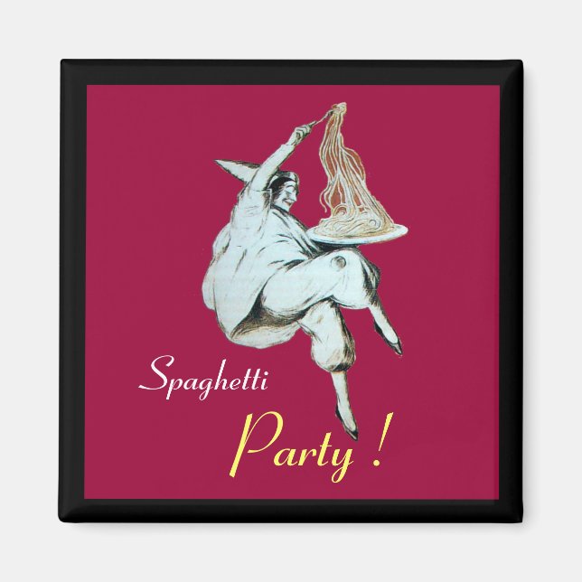 Aimant SPAGHETTI PARTY ITALIAN KITCHEN, RESTAURANT rouge (Devant)