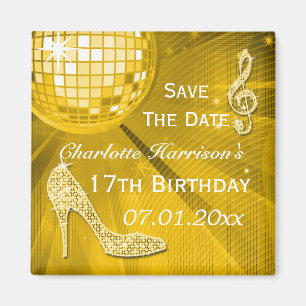 Aimant Sparkly Stiletto Heel 17th Birthday Save The Date