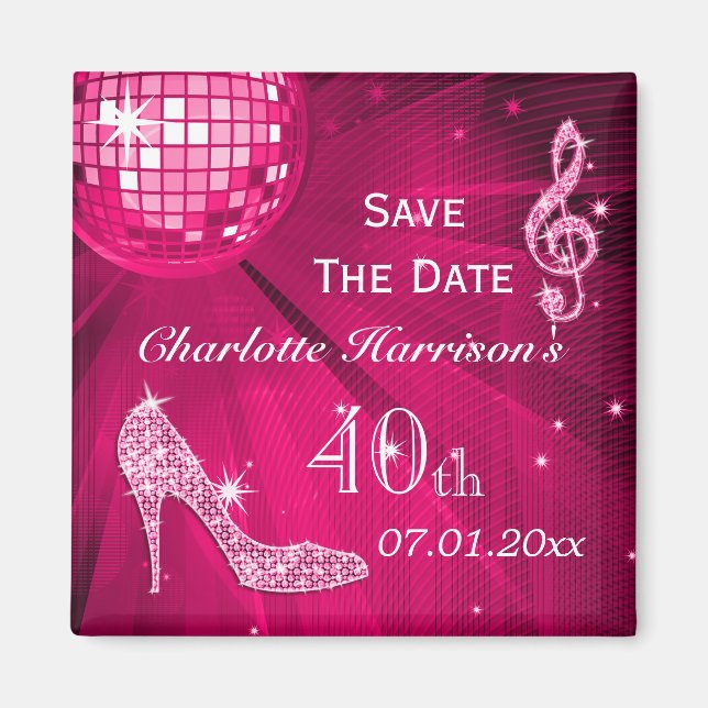 Aimant Sparkly Stiletto Heel 40e anniversaire Enregistrer (Devant)