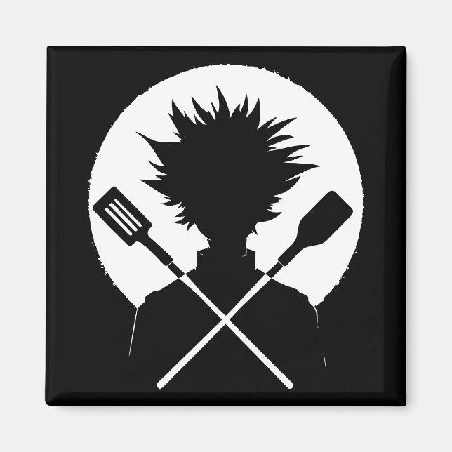 Aimant Spatules Cuisine Drôle Chef Sauvage (Devant)