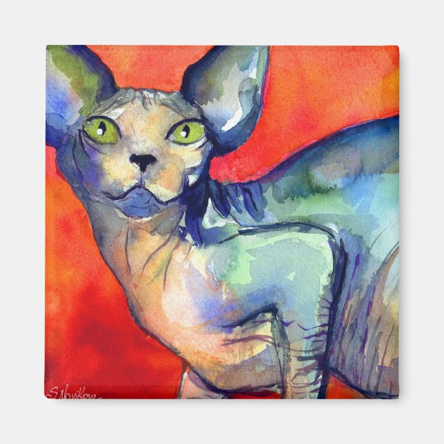 Aimant Sphinx sphynx cat #6 peinture (Devant)