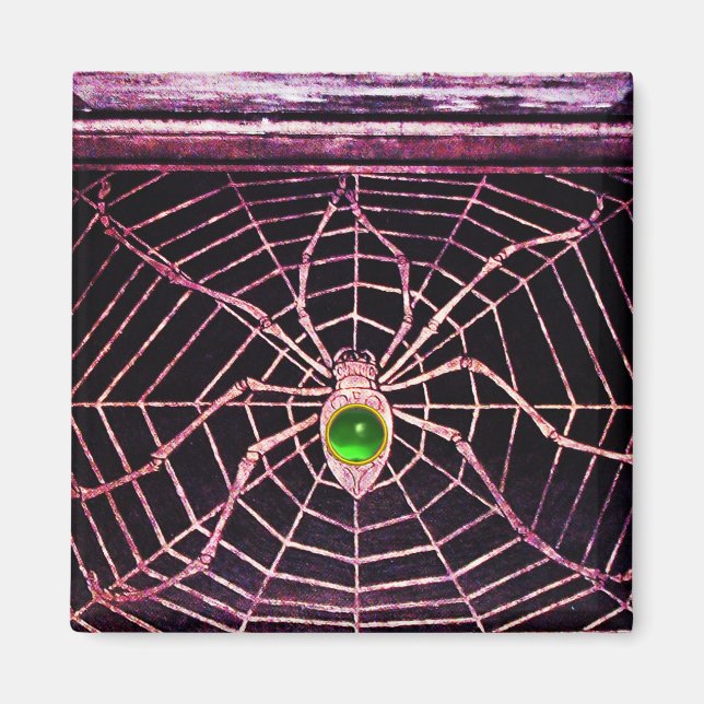 Aimant SPIDER ET WEB Vert Émeraude Noir (Devant)