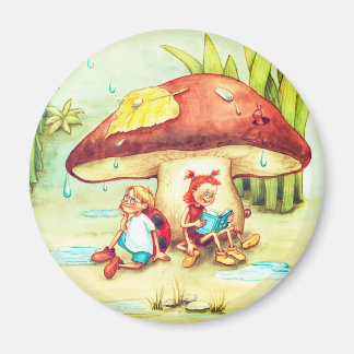 Aimant Spinne Sonja und Marienkäfer Kai unter einem Pilz