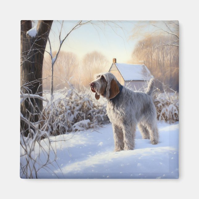 Aimant Spinone Italiano Qu'il neige Noël (Devant)