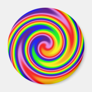 Aimant Spiral de couleurs arc-en-ciel Rétro Hippie en Sof