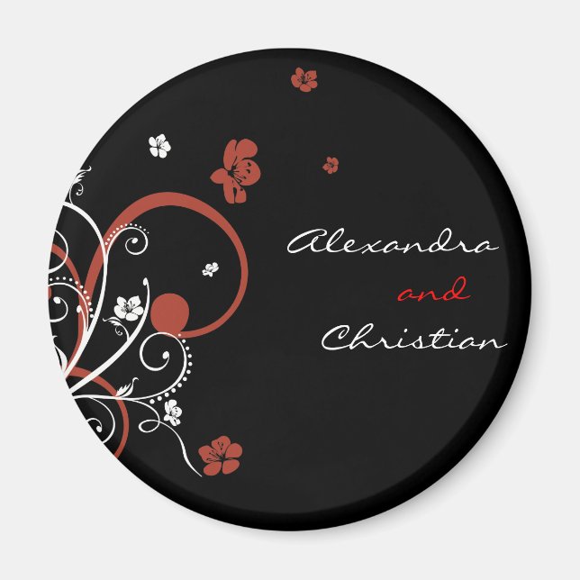 Aimant Spirales & Fleurs Mariage Enregistrer La Date 2 (Devant)