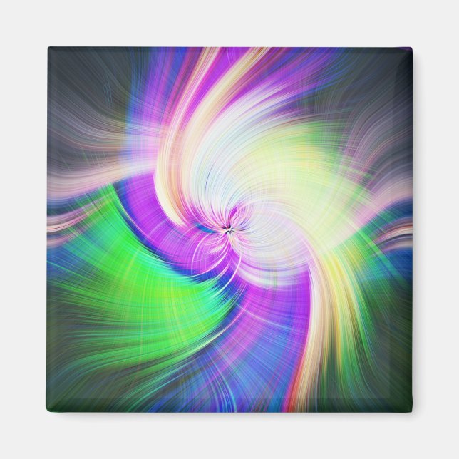 Aimant SPIRALFLUO - Psychédélique colorée moderne fractal (Devant)