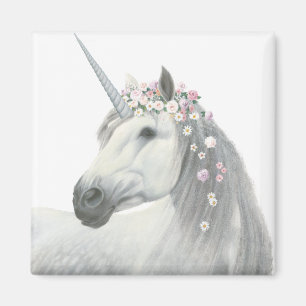 Aimant Spirit Unicorn avec fleurs à Mane