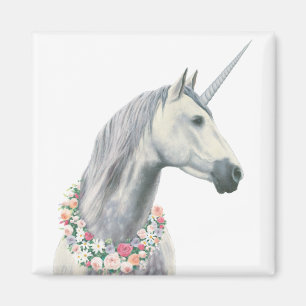Aimant Spirit Unicorne avec Fleurs autour du cou