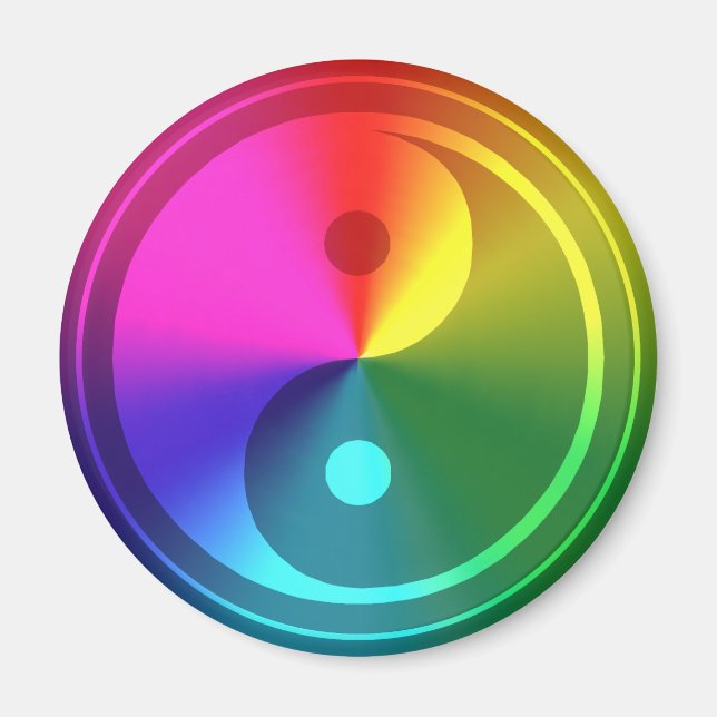 Aimant Spirituel Yin Yang - Rainbow Design (Devant)