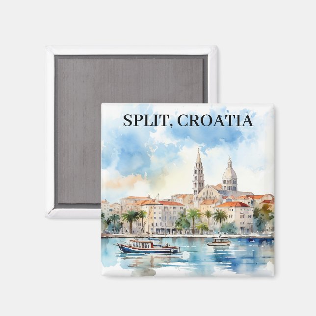 Aimant Split Croatie Dalmatie Aquarelle (Recto/Verso)