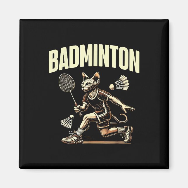 Aimant Sport Badminton passionné de chats Feline Kitten L (Devant)