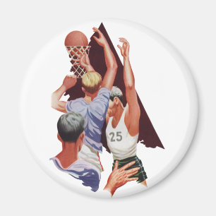 Aimant Sports Anciens, Joueurs de Basket-ball dans un Mat