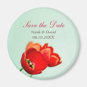 Aimant Spring tulip red floral announcement save the date