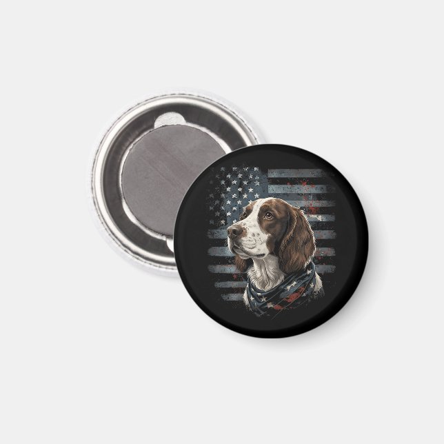 Aimant Springer Spaniel Chien Drapeau Américain (Recto/Verso)