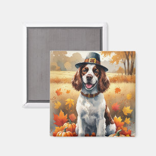 Aimant Springer Spaniel dans les feuilles d'automne, l'ar