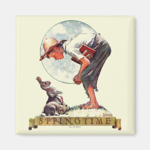 Aimant Springtime, garçon 1935 avec le lapin