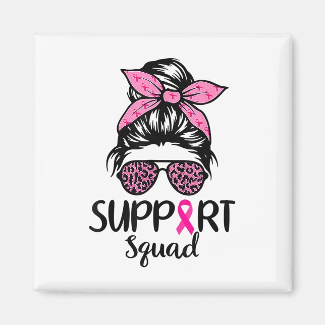 Aimant Squad Messy Bun Leopard Pink Breast Cancer Award (Devant)