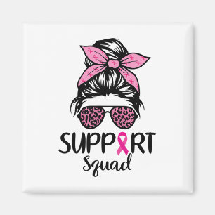 Aimant Squad Messy Bun Leopard Pink Breast Cancer Award