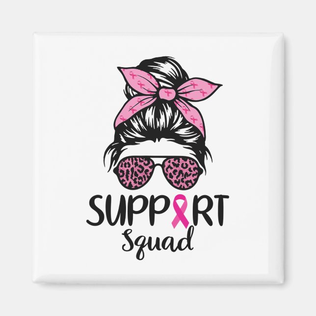 Aimant Squad Messy Bun Leopard Pink Breast Cancer Award (Devant)
