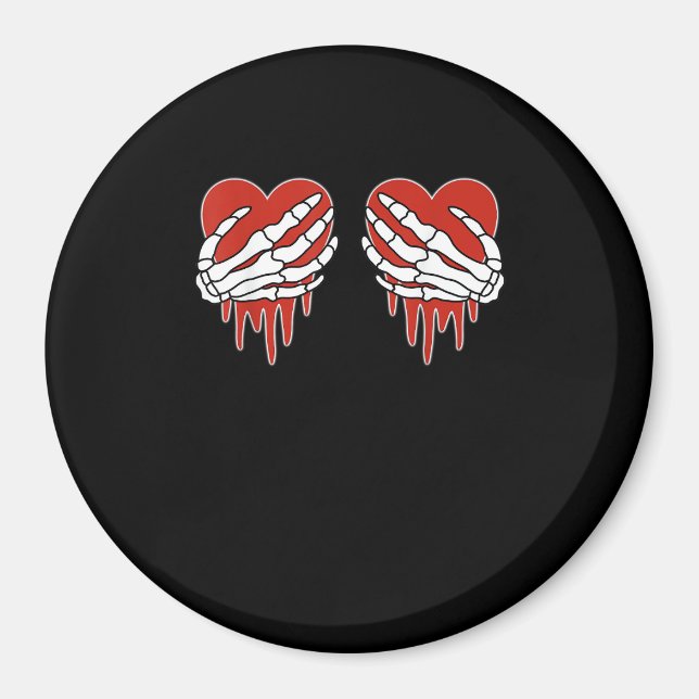 Aimant Squelette anti-Valentin mains coeur Goth (Devant)