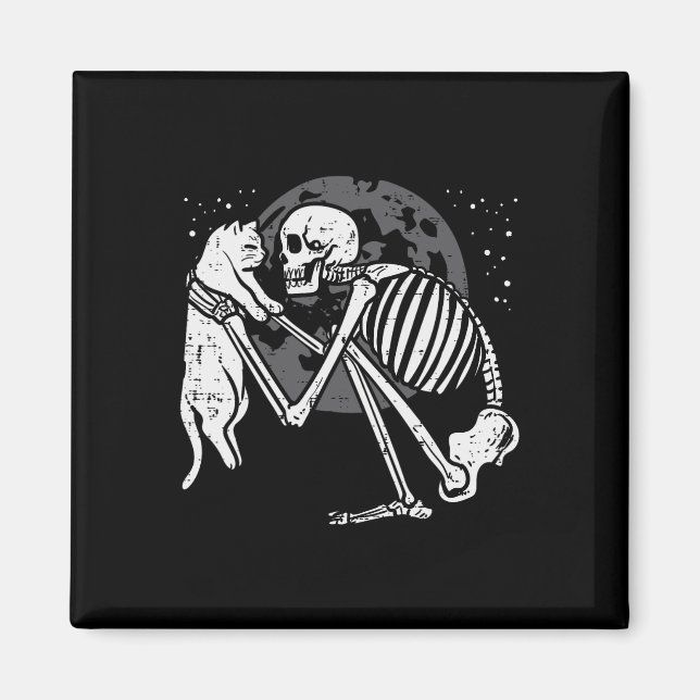 Aimant Squelette Chat Crâne Kitty Cute Goth Halloween Men (Devant)