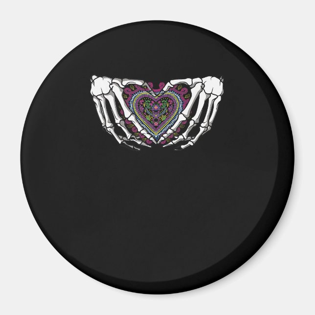 Aimant Squelette Coeur Mains Muertos Mexicain Jour De La  (Devant)