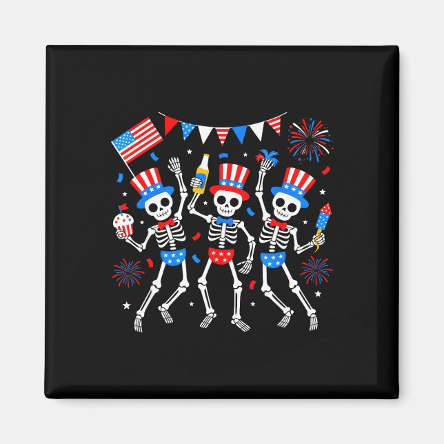Aimant squelette dansant 4 juillet merica usa américain (Devant)
