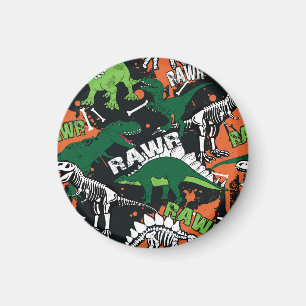 Aimant Squelette de dinosaure, motif sans soudure grunge.