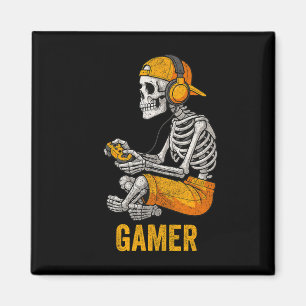 Aimant Squelette de Halloween Joueur de jeux vidéo Drôle