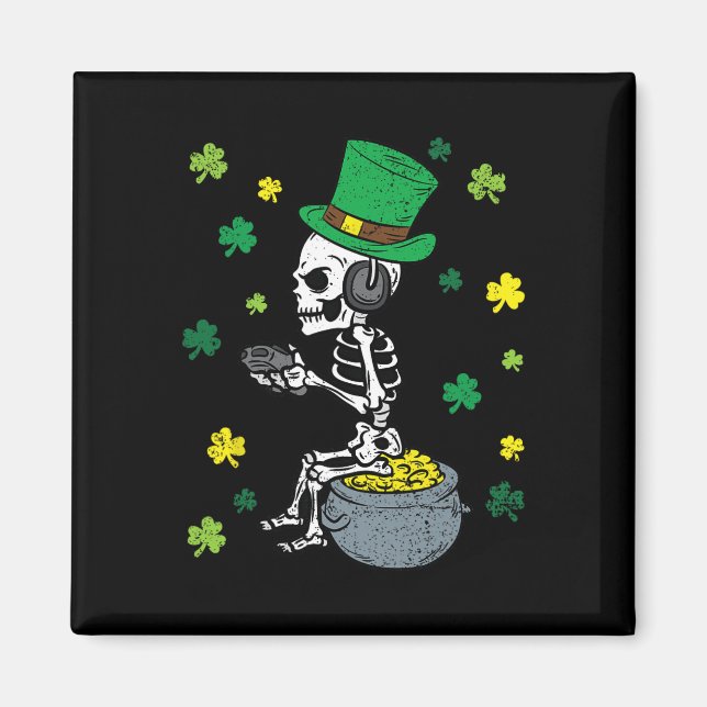 Aimant Squelette de jeu St Patrick Day Joueur de Leprecha (Devant)