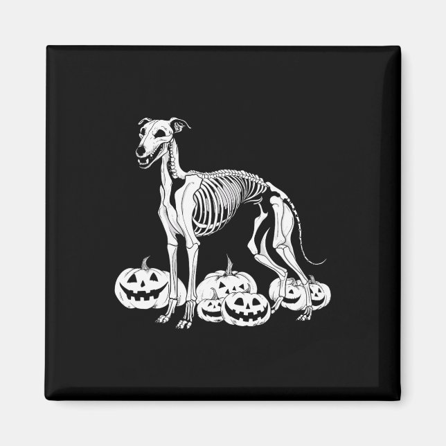 Aimant Squelette de Whippet Anniversaire Halloween Chien  (Devant)