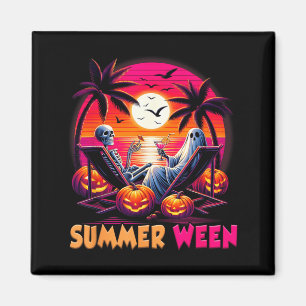 Aimant Squelette Été-ween Plage Halloween Vibe Coucher de