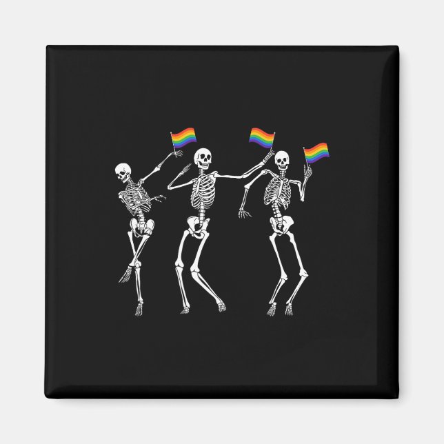 Aimant Squelette Halloween Lgbt Drapeau Squelette Gay pri (Devant)